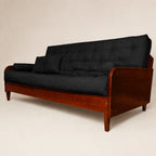 Sofá Cama Casal Futon Paris II Acquablock em Madeira Maciça Imbuia - Cor Preto