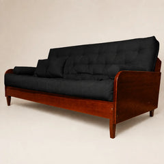 Sofá Cama Casal Futon Paris II Acquablock em Madeira Maciça Imbuia - Cor Preto