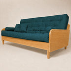 Sofá Cama Casal Futon Paris II Acquablock em Madeira Maciça Mel - Cor Verde Oliva
