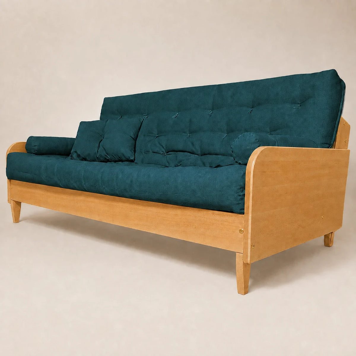Sofá Cama Casal Futon Paris II Acquablock em Madeira Maciça Mel - Cor Verde Oliva