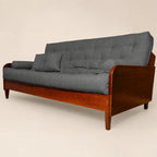 Sofá Cama Casal Futon D33 Paris II Acquablock Madeira Maciça Imbuia - Cor Chumbo