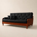 Sofá Cama Casal Futon D33 Paris II  Acquablock Madeira Maciça Imbuia - Cor Preto