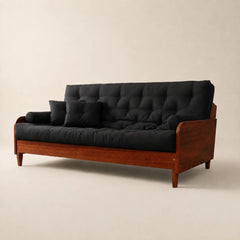 Sofá Cama Casal Futon D33 Paris II  Acquablock Madeira Maciça Imbuia - Cor Preto