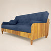 Sof� Cama Casal Futon Paris II Ripado Acquablock Madeira Maci�a Mel - Cor Azul Royal