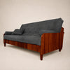 Sof� Cama Casal Futon Paris II Ripado Acquablock Madeira Maci�a Imbuia - Cor Chumbo