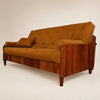 Sof� Cama Casal Futon Paris II Ripado Sarja em Madeira Maci�a Imbuia - Cor Caramelo