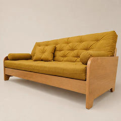 Sofá Cama Casal Futon Paris New II D33 Acquablock em Madeira Maciça Mel  - Cor Amarelo
