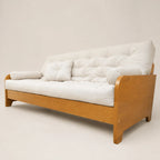 Sofá Cama Casal Futon Paris New II D33 Acquablock em Madeira Maciça Mel  - Cor Branco Off