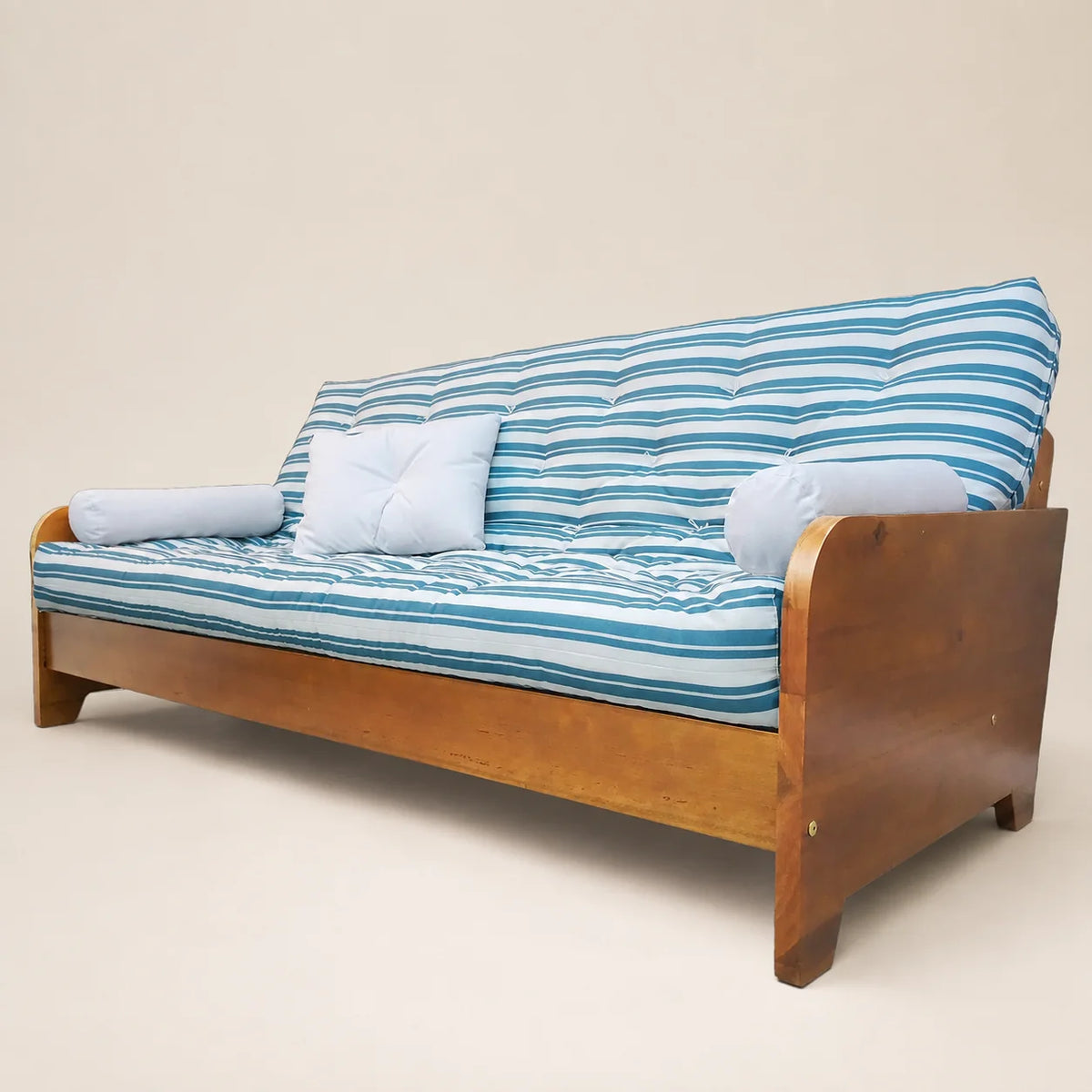 Sof� Cama Casal Futon Paris New II D33 Acquablock em Madeira Maci�a Mel  - Cor  Listrado