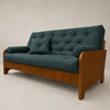 Sof� Cama Casal Futon Paris New II Ripado Acquablock em Madeira Maci�a Mel - Cor Verde Oliva