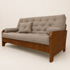 Sof� De Madeira Nobre Ripado Mel Futon New Paris D33 - Tecido Acquablock Cor fendi