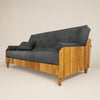 Sof� De Madeira Nobre Ripado Mel Futon Paris - Tecido Acquablock Chumbo