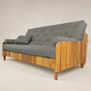 Sof� De Madeira Nobre Ripado Cor Mel Futon Paris - Tecido Sarja 100% Algod�o Cinza