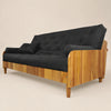 Sof� De Madeira Nobre Ripado Mel Futon Paris - Tecido Sarja 100% Algod�o Cor Preto