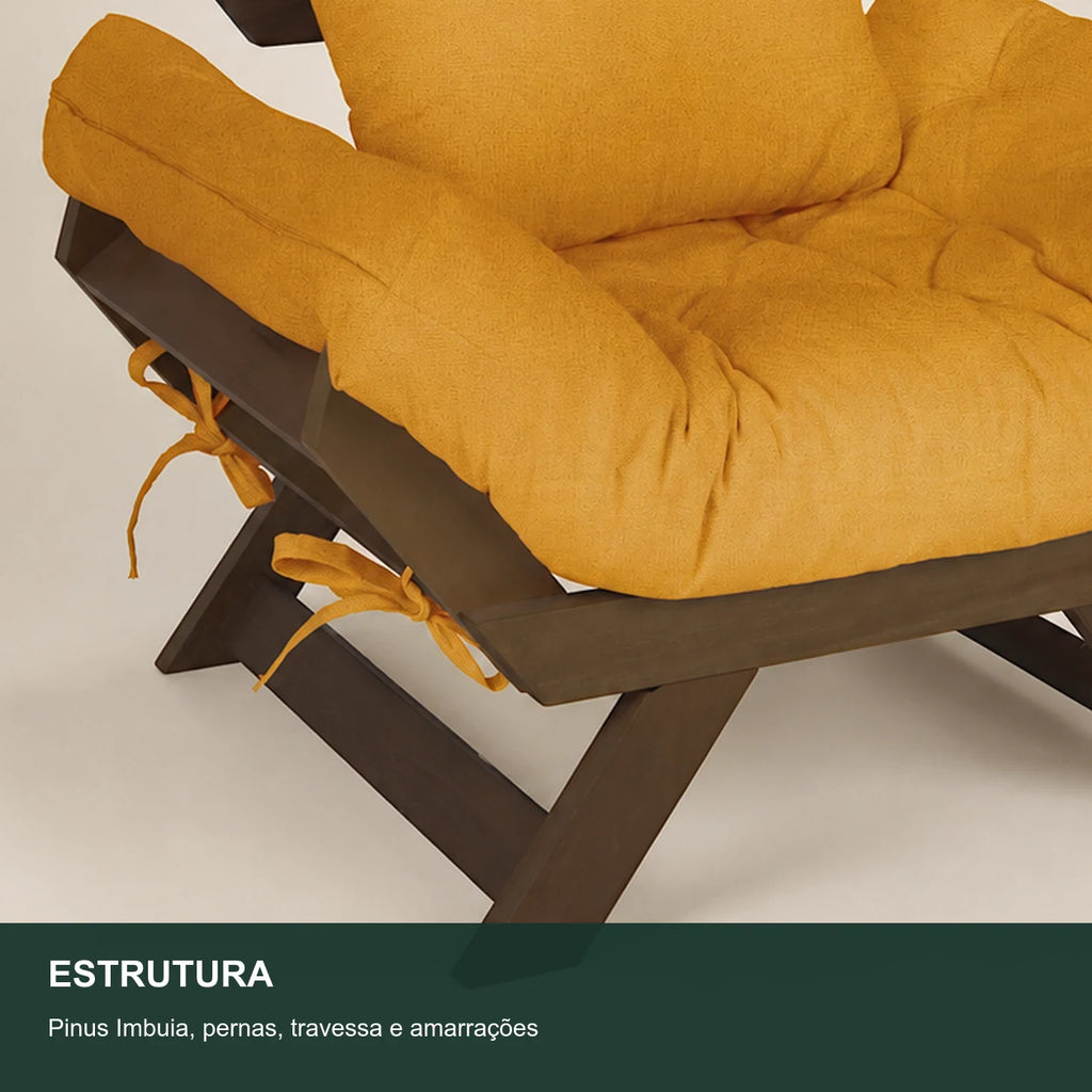 Poltrona Jap�o Acquablock Madeira Nobre Imbuia - Amarelo - detalhe-estrutura