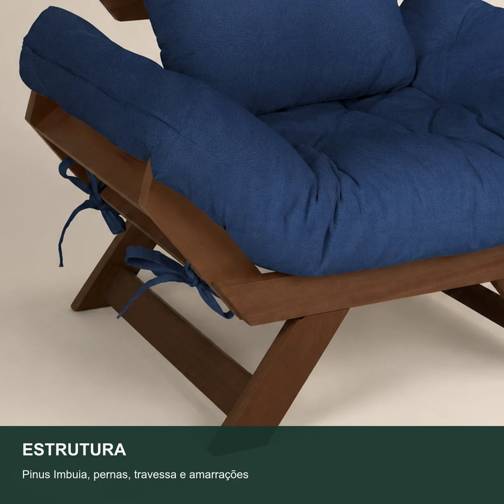 Poltrona Jap�o Acquablock Madeira Nobre Imbuia - Azul Royal - detalhe-estrutura