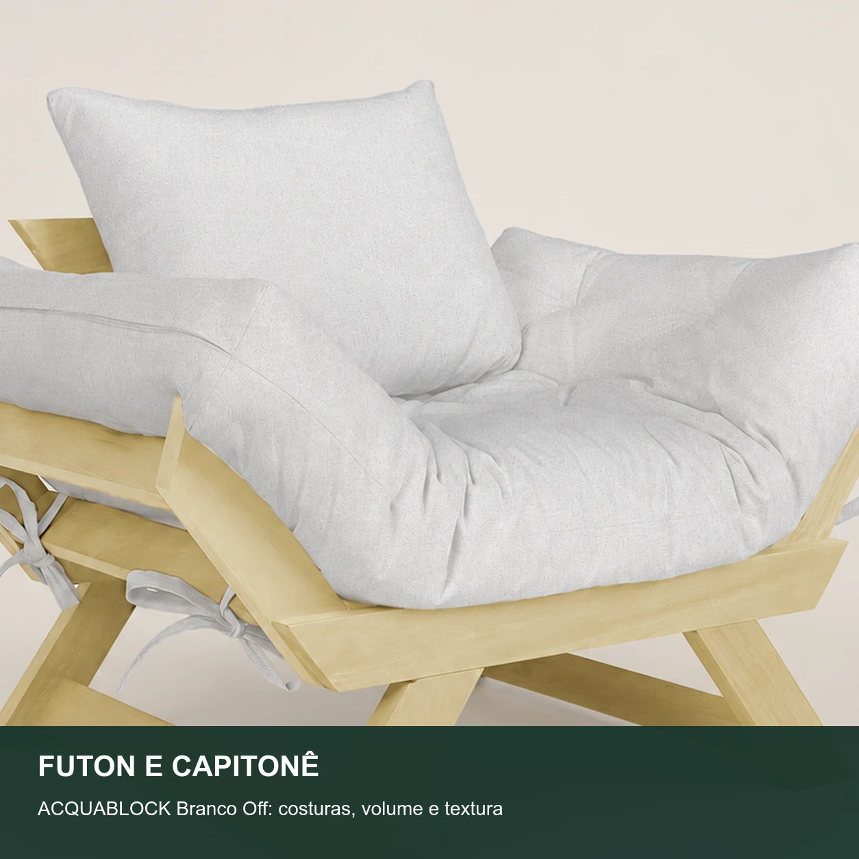 Poltrona Jap�o Acquablock Madeira Pinus Sem Pintura - Branco Off - detalhe-capitone