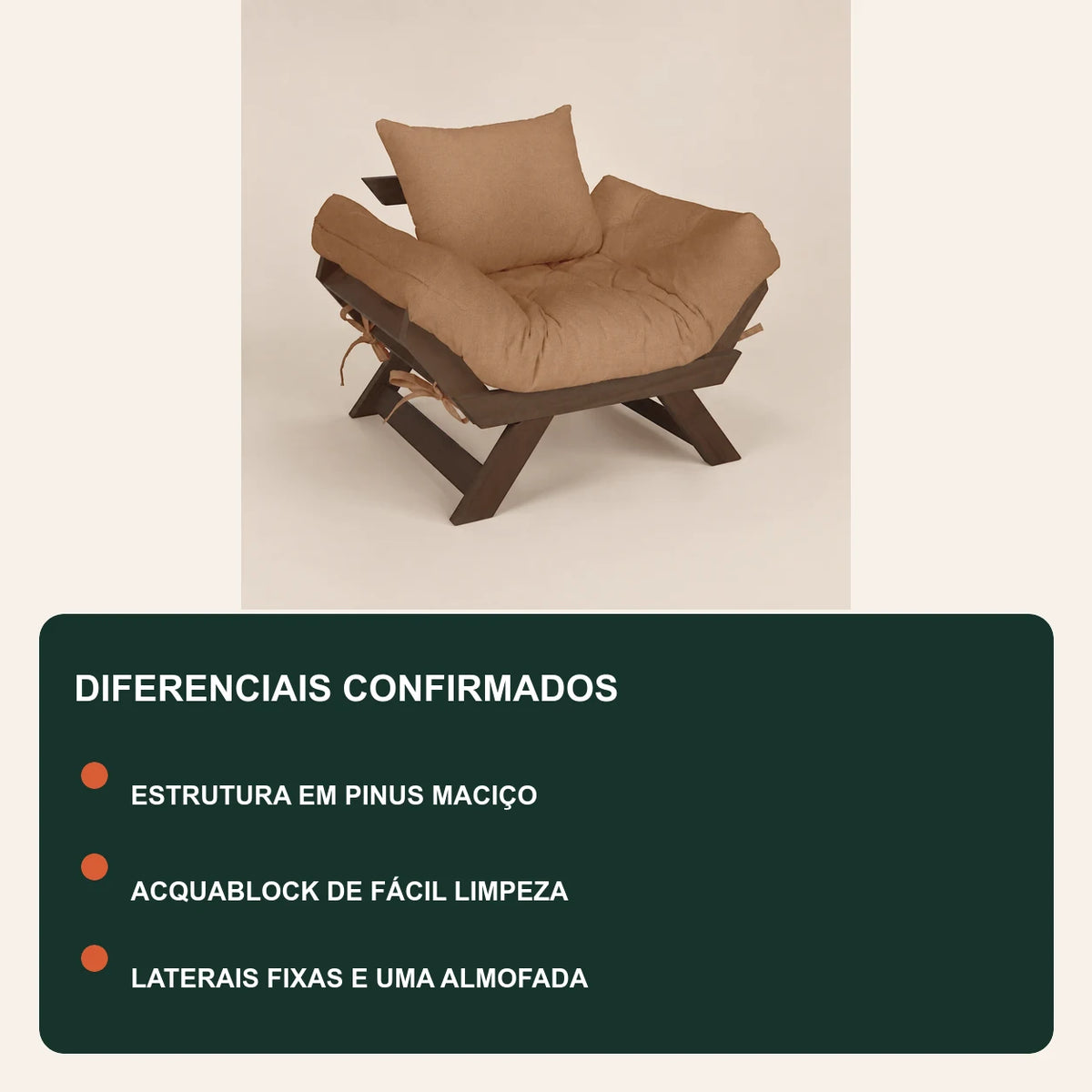 Poltrona Jap�o Acquablock Madeira Nobre Imbuia - Fendi - diferenciais