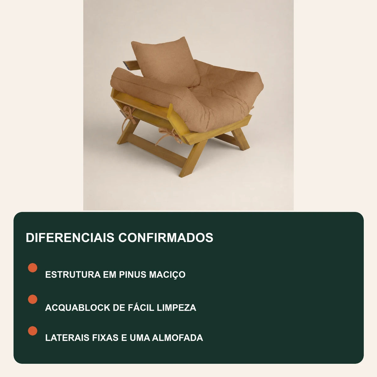 Poltrona Jap�o Acquablock Madeira Nobre Mel - Fendi - diferenciais