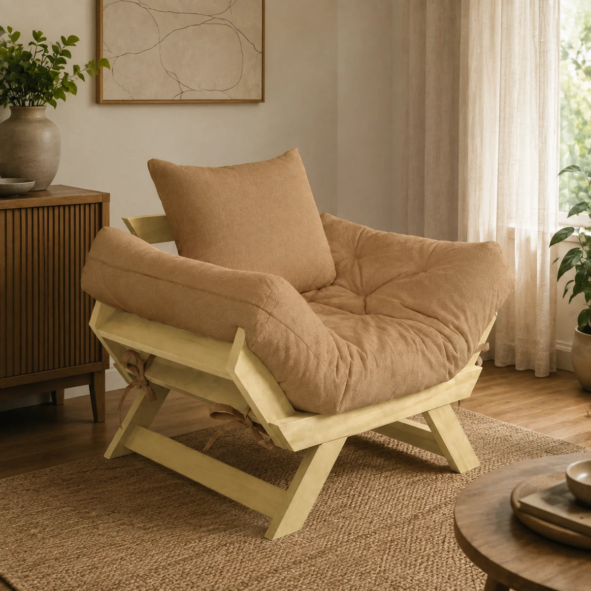 Poltrona Jap�o Acquablock Madeira Pinus Sem Pintura - Fendi - ambientada