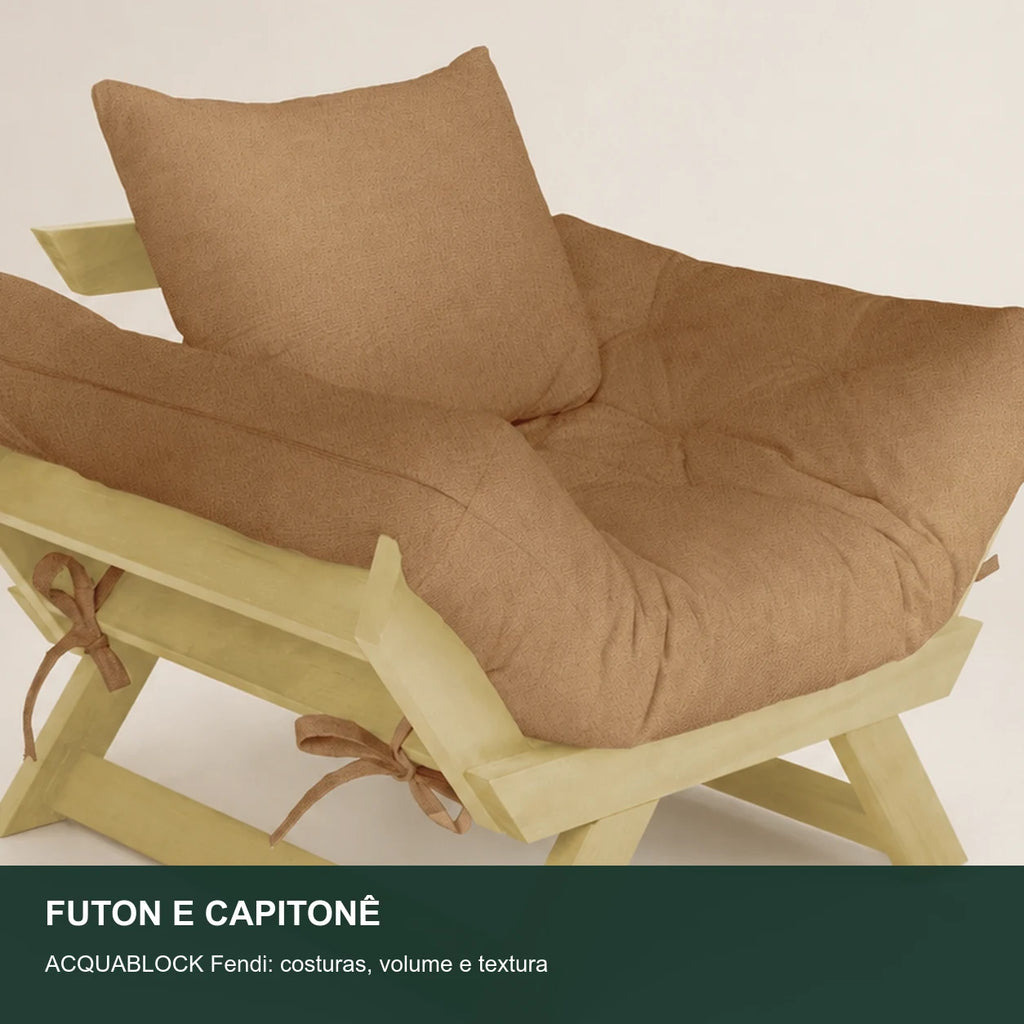 Poltrona Jap�o Acquablock Madeira Pinus Sem Pintura - Fendi - detalhe-capitone