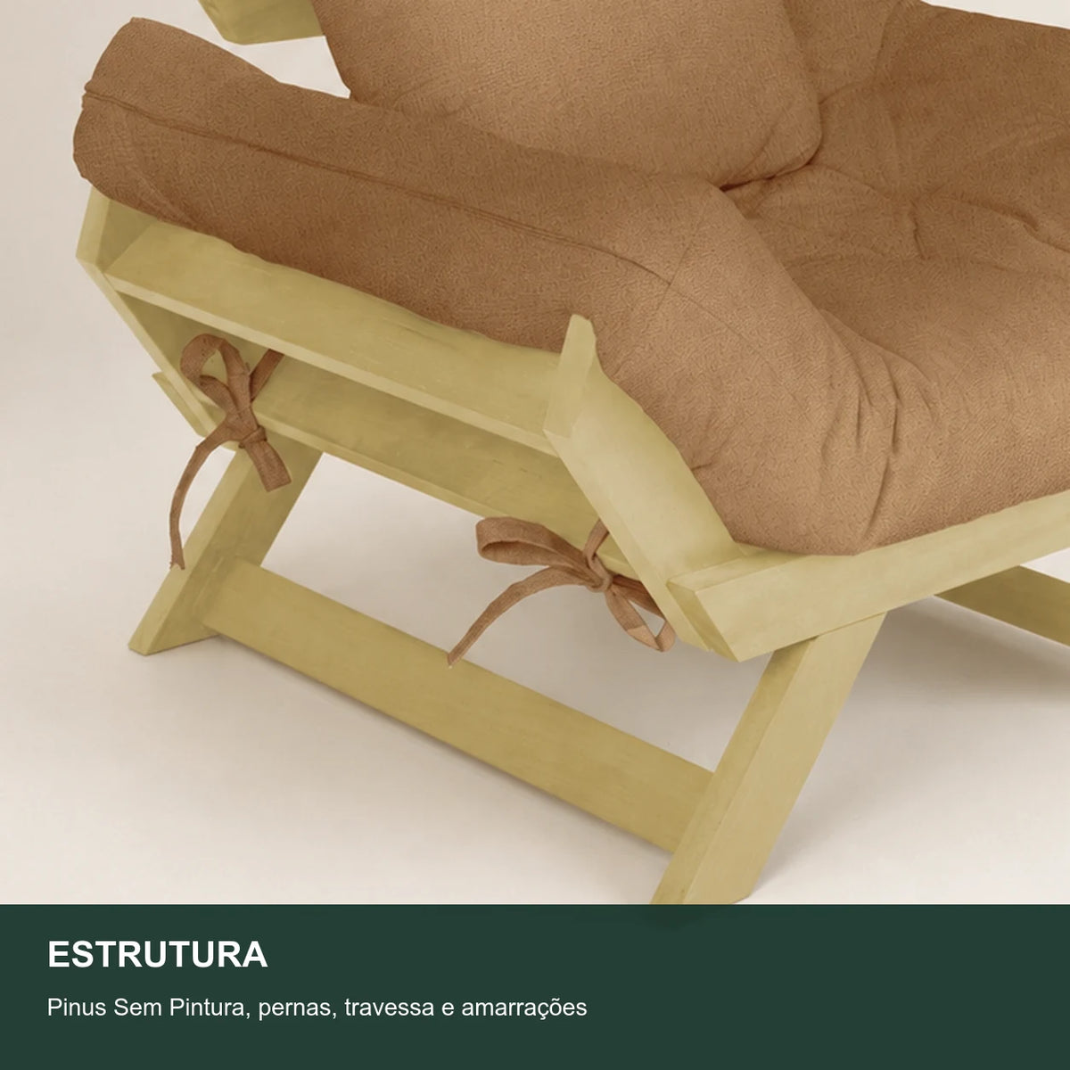 Poltrona Jap�o Acquablock Madeira Pinus Sem Pintura - Fendi - detalhe-estrutura