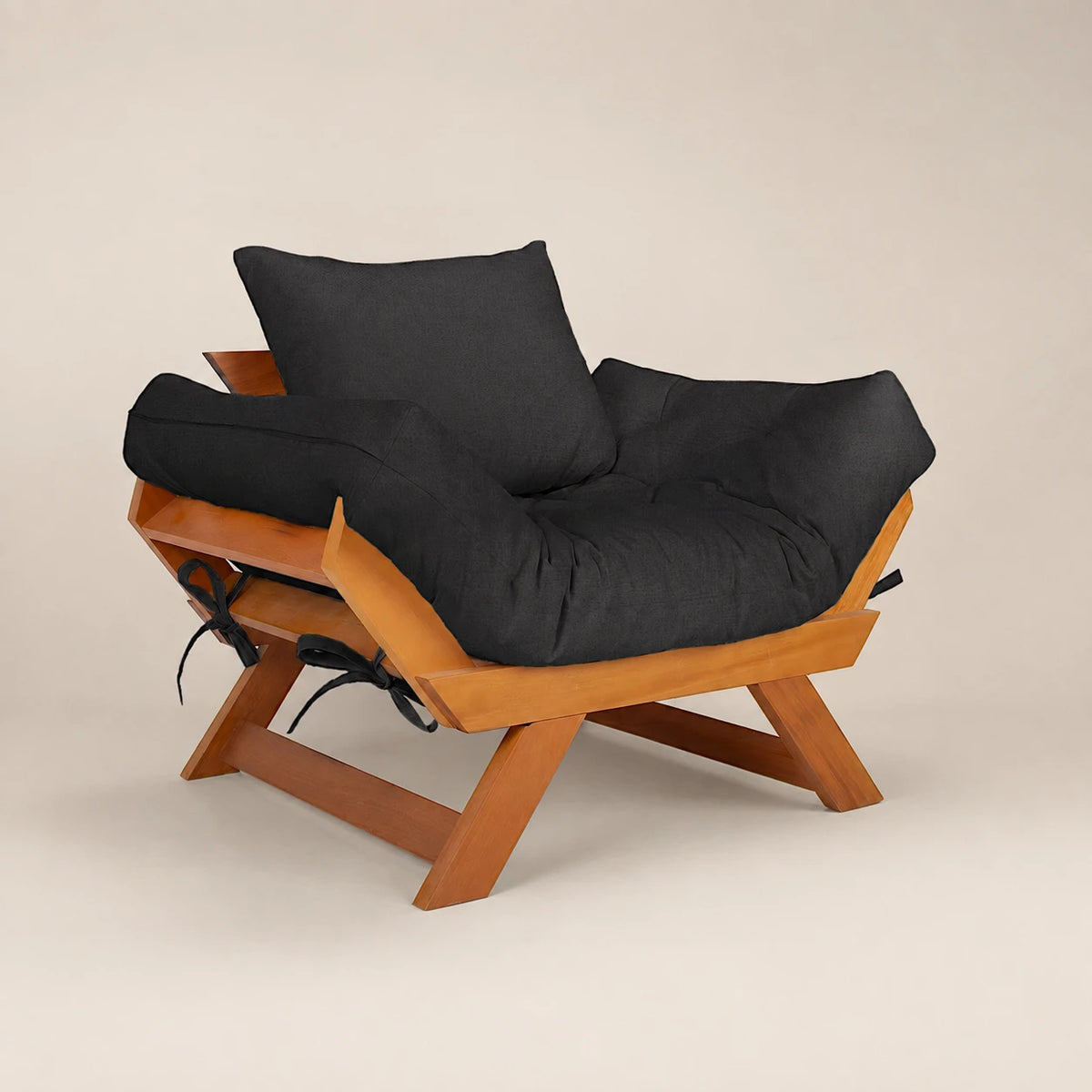 Poltrona Jap�o Acquablock Madeira Nobre Mel - Preto