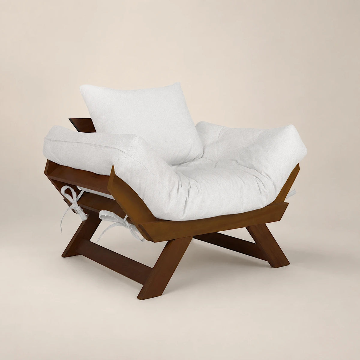 Poltrona Jap�o Acquablock Madeira Nobre Imbuia - Branco Off