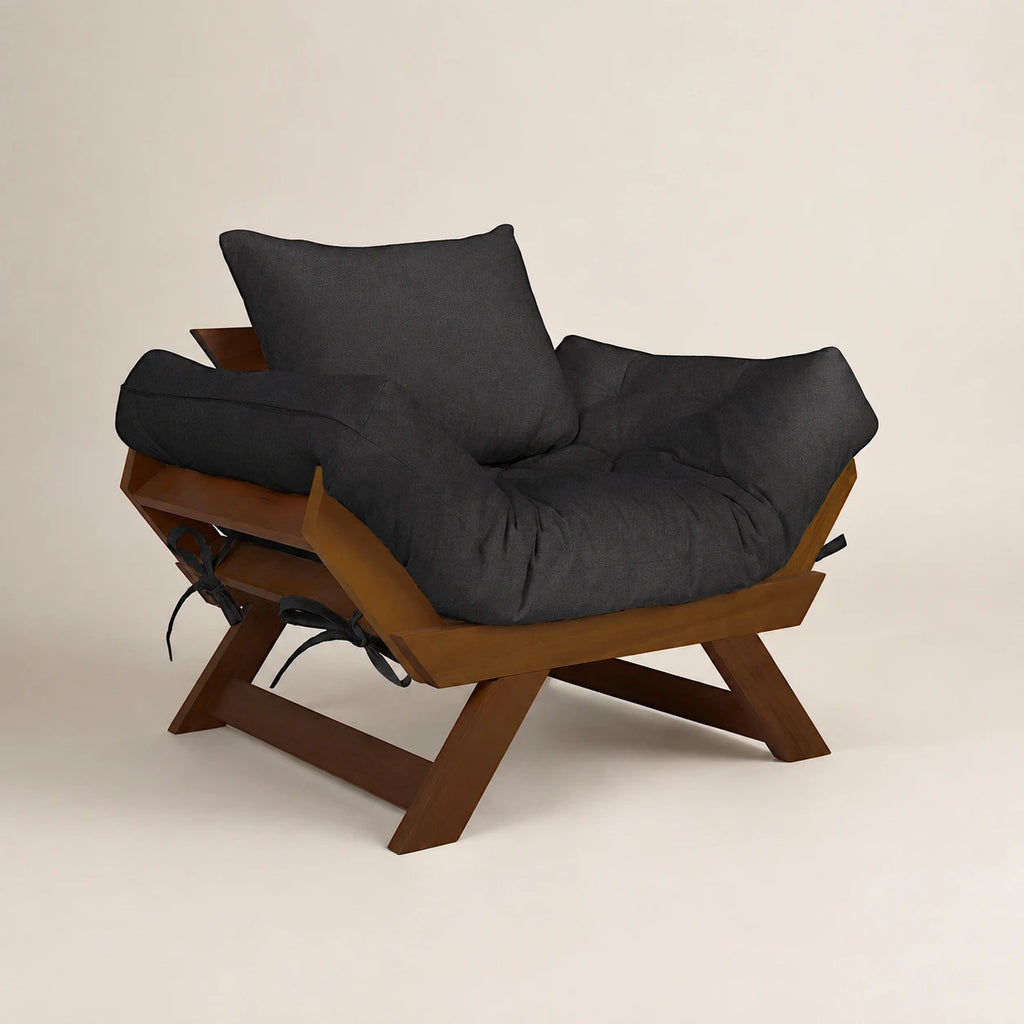 Poltrona Jap�o Acquablock Madeira Nobre Imbuia - Preto