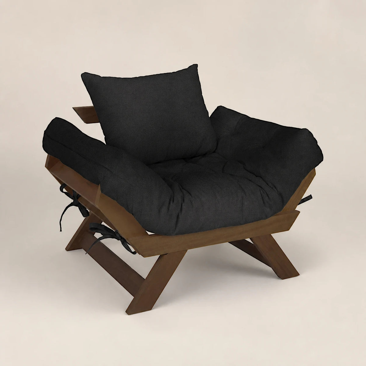 Poltrona Jap�o Acquablock Madeira Pinus Imbuia - Preto
