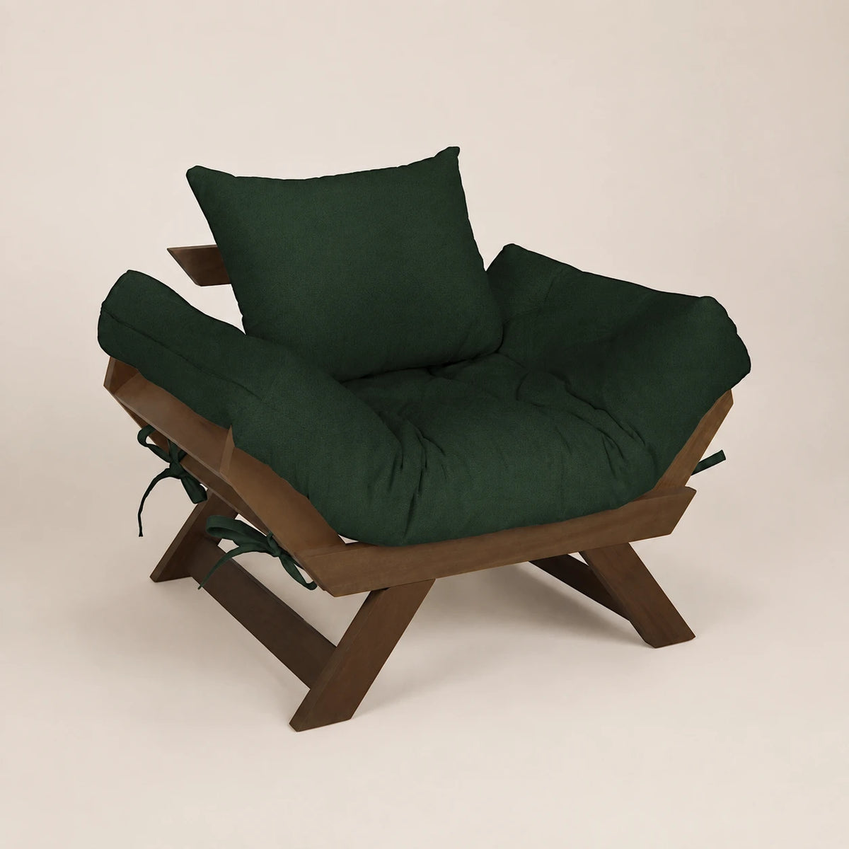 Poltrona Jap�o Acquablock Madeira Pinus Imbuia - Verde Oliva