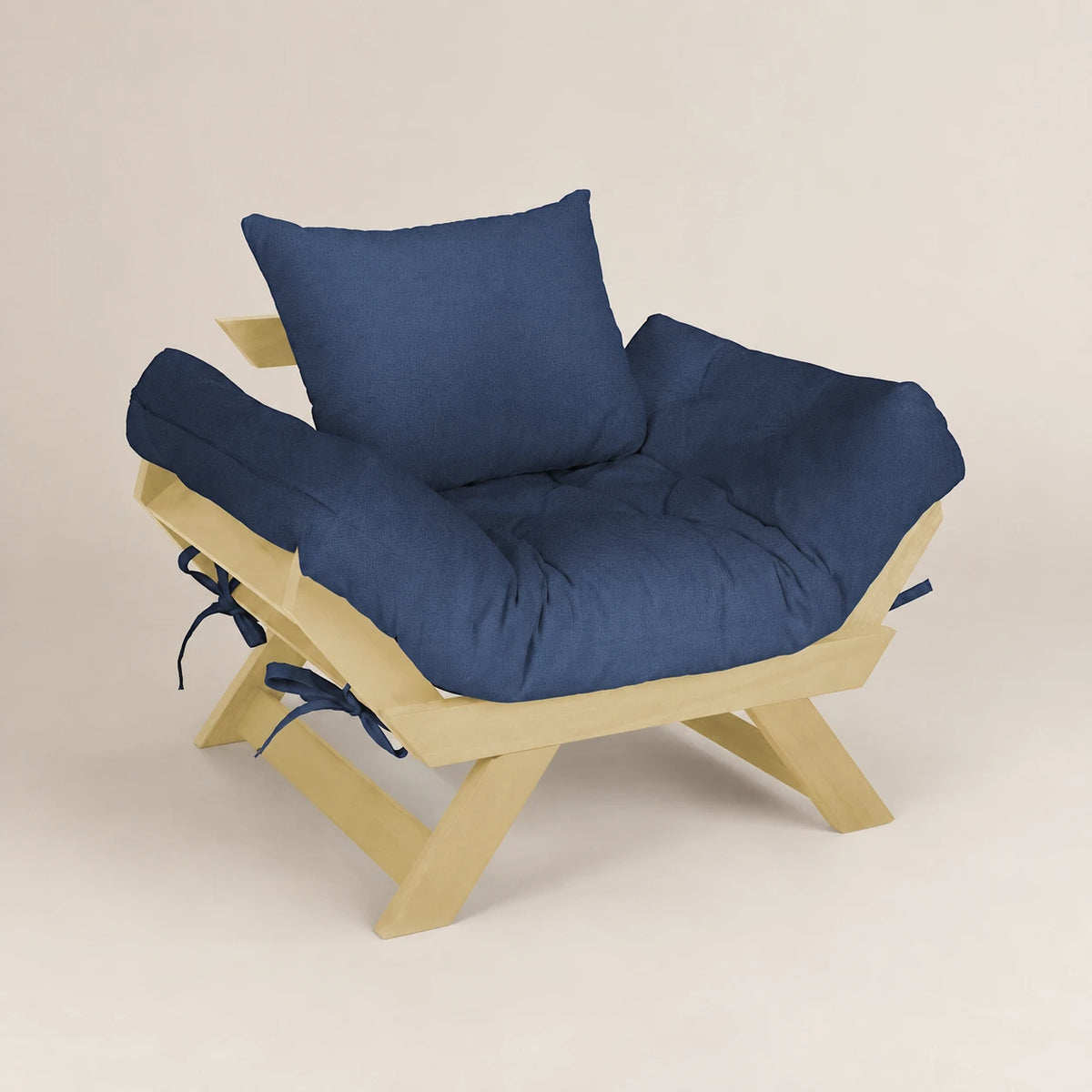 Poltrona Jap�o Acquablock Madeira Pinus Sem Pintura - Azul Royal
