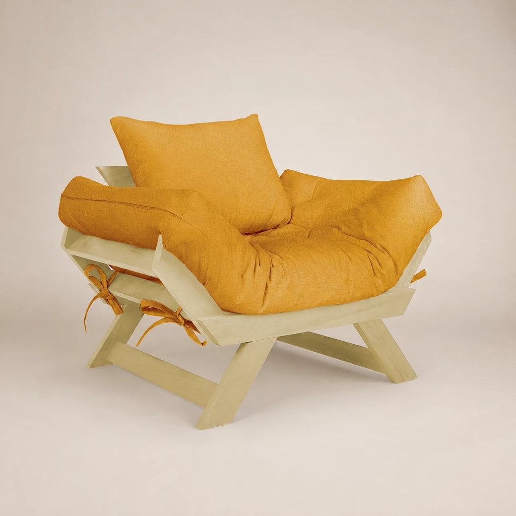 Poltrona Jap�o Acquablock Madeira Pinus Sem Pintura - Amarelo