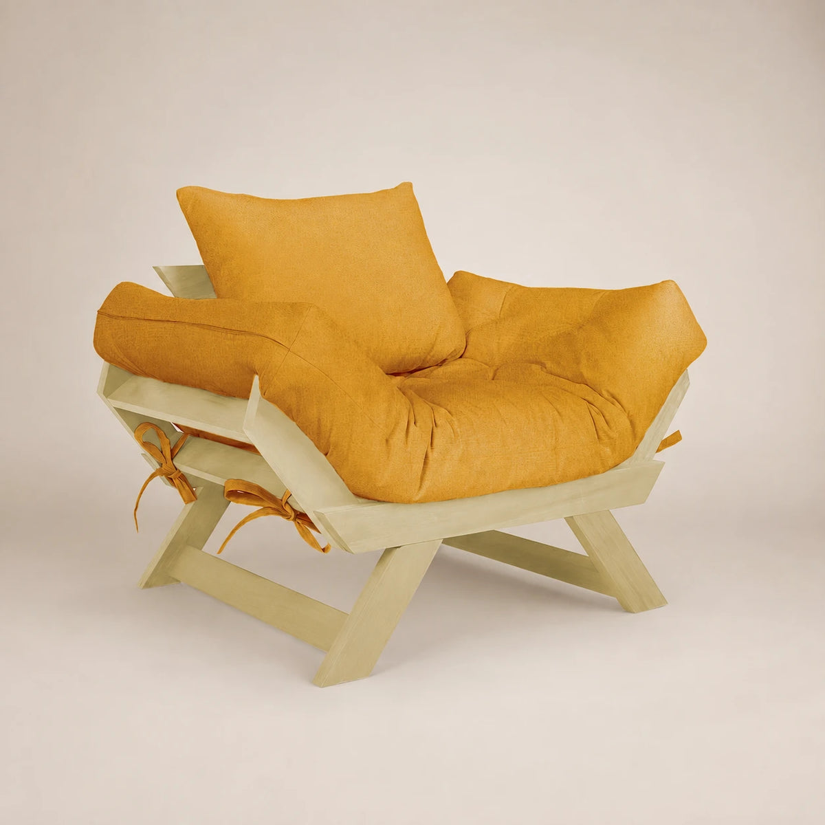 Poltrona Jap�o Acquablock Madeira Pinus Sem Pintura - Amarelo