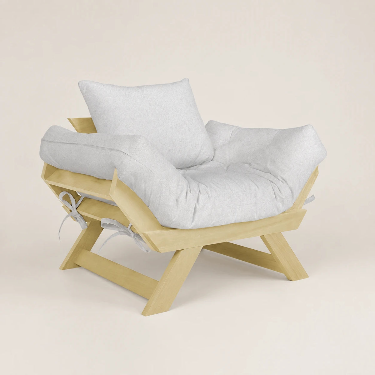 Poltrona Jap�o Acquablock Madeira Pinus Sem Pintura - Branco Off