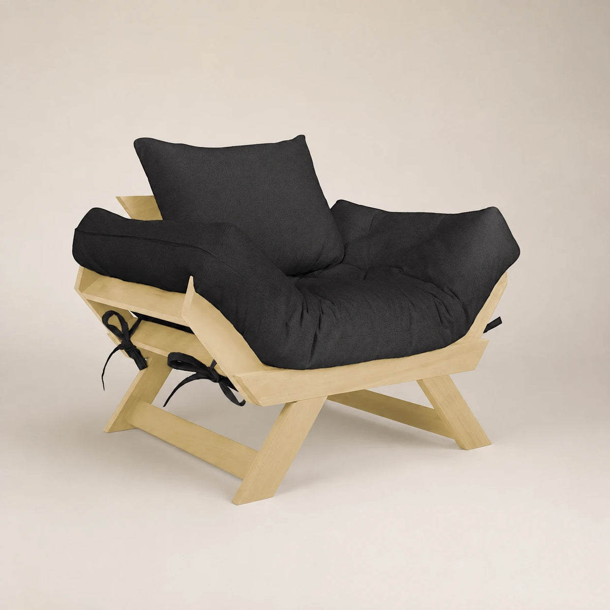 Poltrona Jap�o Acquablock Madeira Pinus Sem Pintura - Preto