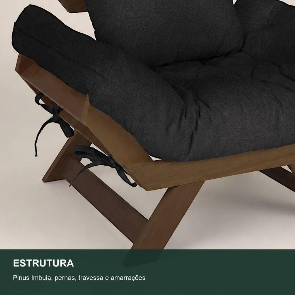 Poltrona Jap�o Acquablock Madeira Nobre Imbuia - Preto - detalhe-estrutura
