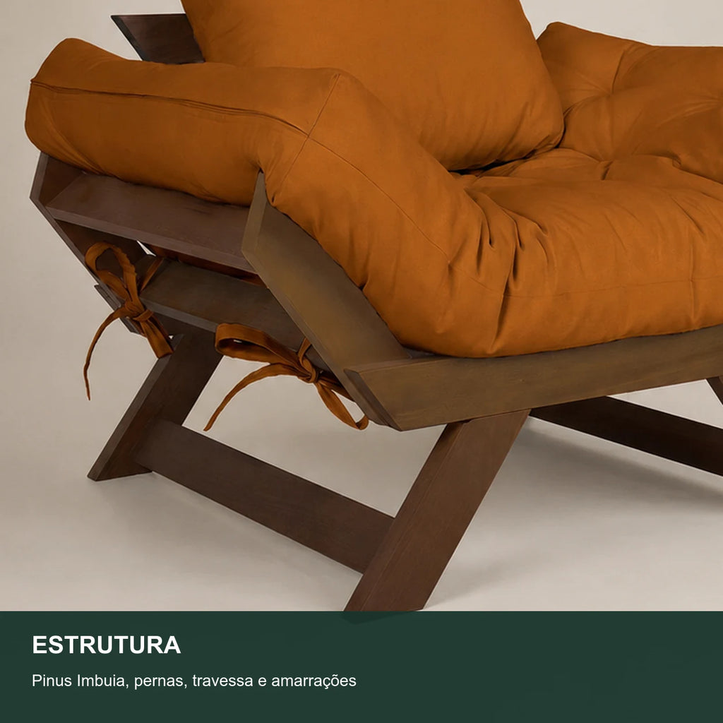 Poltrona Jap�o Sarja Madeira Pinus Imbuia - Caramelo - detalhe-estrutura