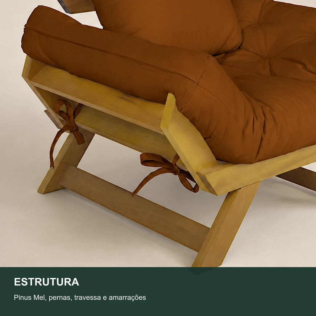 Poltrona Jap�o Sarja Madeira Pinus Mel - Caramelo - detalhe-estrutura