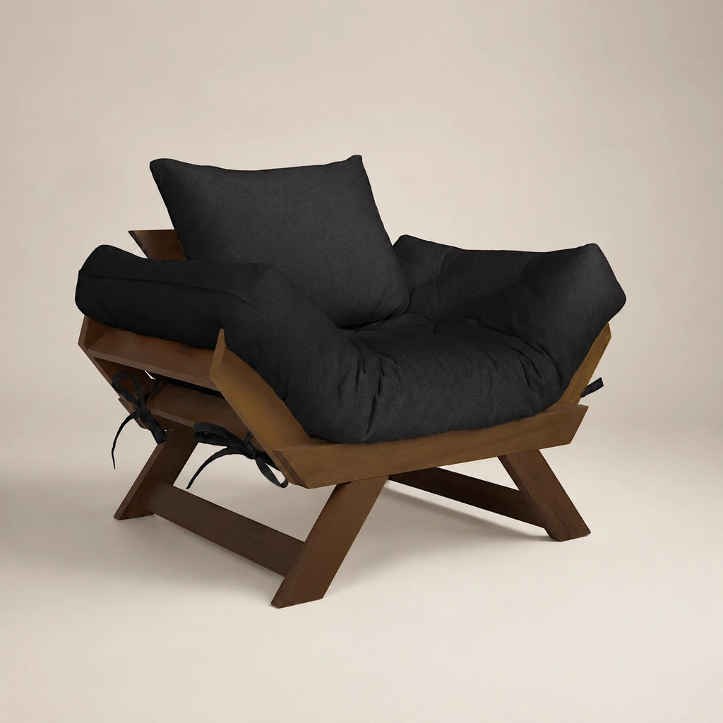 Poltrona Jap�o Sarja Madeira Pinus Imbuia - Preto
