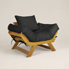 Poltrona Jap�o Sarja Madeira Pinus Mel - Preto
