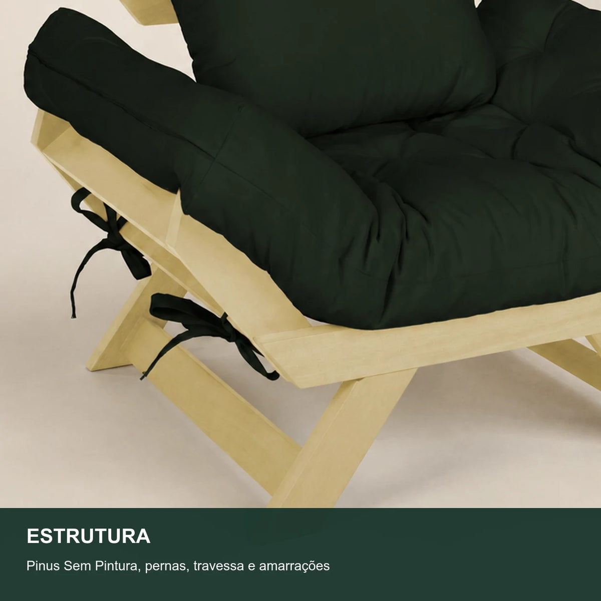 Poltrona Jap�o Sarja Madeira Pinus Sem Pintura - Verde - detalhe-estrutura