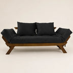 Sofá Cama Reclinável Futon Japão - Madeira Imbuia Tecido Acquablock Cor Preto