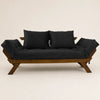 Sof� Cama Reclin�vel Futon Jap�o - Madeira Imbuia Tecido Acquablock Cor Preto