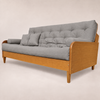 Sofá Cama Casal Futon Paris II Acquablock em Madeira Maciça Mel  - Cor Cinza Linho — vista principal