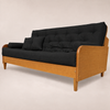 Sofá Cama Casal Futon Paris II Acquablock em Madeira Maciça Mel - Cor Preto — vista principal