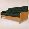 Sofá Cama Casal Futon Paris II Acquablock em Madeira Maciça Mel - Cor Verde Oliva — vista principal