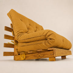 Sofá Cama Casal Futon Tokio D33 Madeira Cor Mel Acquablock Amarelo