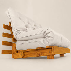 Sofá Cama Casal Futon Tokio D33 Madeira Cor Mel Acquablock Branco Off
