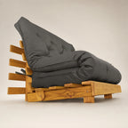 Sofá Cama Casal Futon Tokio D33 Madeira Cor Mel Acquablock Chumbo